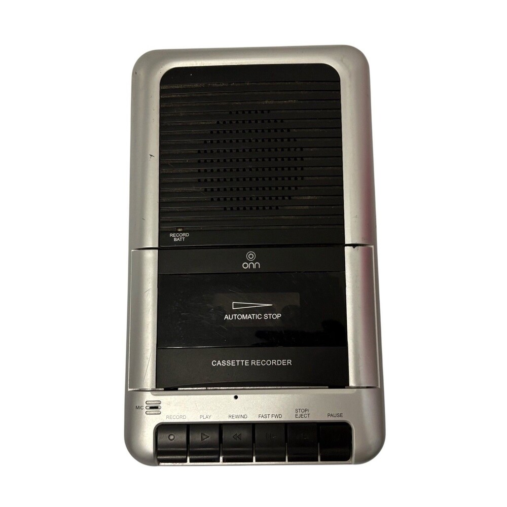 ONN Cassette Tape Recorder Player Model MCR-976 Silver & Black